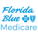 A blue medicare logo with the words florida blue and medicare underneath it.