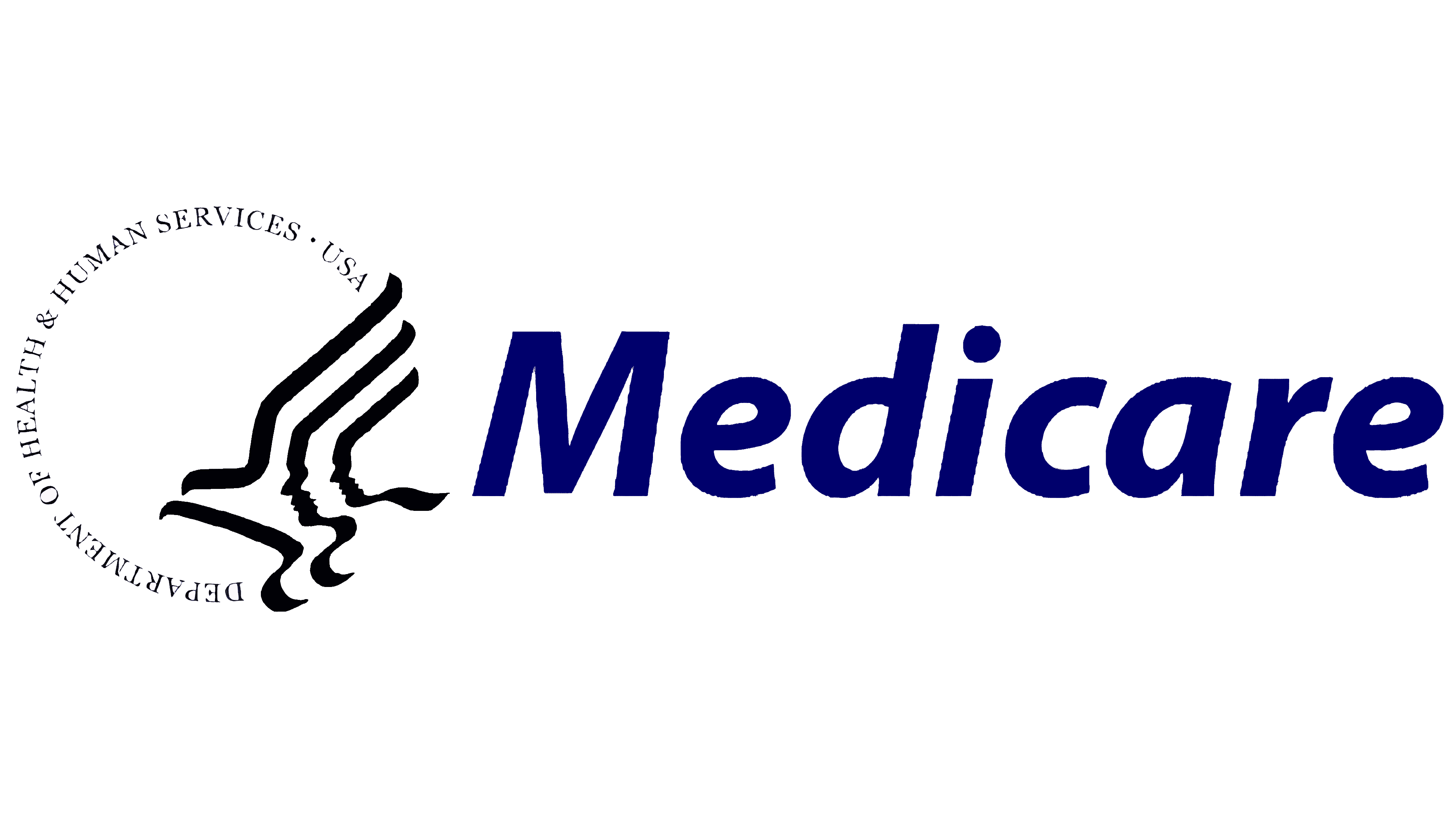 A medical logo with a person holding something up to it.